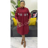 Autumn and Winter Africa Women's Clothing Solid Color Splicing Dress Pleated Loose Women's Cardigan Dresses