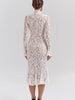 Sexy See Through Lace Women Midi Dress White Long Sleeve Turtleneck Dress Female Winter Skinny Elegant Party Clubwear