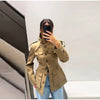 Pocket Stand Collar Long Sleeves Jacket Woman Single Breasted Solid Color Waist Cinching Jackets Versatile Women's Jackets