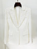 Designer Jacket Women's Slim Fit Single Button Rhinestone Diamonds Beaded Blazer Coats