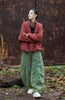 Winter Chinese Style Parkas For Women Bandage Plus Cotton Coats Long Sleeve Loose Pockets Vintage Cotton Parkas