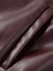 Loose PU Jacket Coats For Women Autumn Winter Long Sleeve Lapel Wine Red Coats Vintage Commuting Bomber Jackets