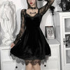 Women's Bandeau Long-sleeved Solid Color Dark Gothic Sexy Lace Stitched Dress
