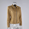 Winter Suede Short Jacket For Women's Vintage High Waist Slim Cardigan Winter Street Lapel Office Commuting Jackets Coat