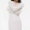 Spring Autumn O-Neck Elastic Knit Long Dresses Women Elegant Chic Soft Lady Hollowing Sweater Dresses Femme