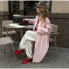 Solid Belted Maxi Trench Coats Women's Loose Full Sleeves Single-breasted Lace-up Windbreak Ladies Early Autumn Outwear