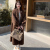 Winter Thick Women's Long Imitation Mink Plush Cardigan With Integrated Fur Eco-Friendly Hooded Fur Coat Solid Color