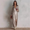 Elegant Slit Sequin Dress Women Autumn Winter Long Sleeve V-neck Loose Maxi Party Dresses Casual