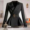 Women's Blazer Jacket Spring Autumn Slim Black Office Ladies Outerwear Solid Color Casual Female Suit Coat
