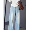 Washed Vintage Straight Jeans Women Versatile Casual High Waisted Light Blue Denim Pants Woman Streetwear Wide Leg Trousers