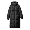 Women's Long Parkas Winter Padding Coat Oversized Stand Neck Hooded Zipper Warm Outerwear Woman Clothes W44M58169