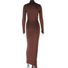 Women Full Sleeve Turtleneck Ribbon Ruched Long Maxi Dress Spring Sexy Street Slim Evening Night Club Party Dresses