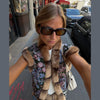 Printed Faux Fur Splicing Jacket Autumn Winter V-neck Slim Waist Cinched Full Sleeve Cropped Coat Women's Outwear
