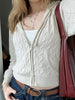 Twisted Flower Knitted Cardigan Sweater Women Autumn Long Sleeve Hooded Zipper Short Coat Streetwear Sweaters Y2K Tops