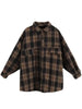 Plaid Blouse Women Spring And Autumn -style Retro Outer Wear Long-sleeved Shirt Loose Jacket Ladies Clothes