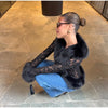 Street Faux Fur Lace Spliced Women's Jacket Black Slim Waist Lapel Long Sleeve Sexy Jackets Y2K Autumn Lady Coats