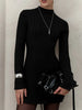 Autumn Knitting Dress Women's Spring Knitted Dress Long Sleeve Semi-High Neck A Line Skirt For An Elegant And Playful Look