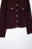 Women Soft Tweed Bomber Jacket O-Neck Long Sleeve Pockets Buttons Loose Woolen Coat Female Streetwear