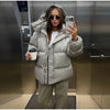 Chic Women Print Hooded Padded Jacket Oversized Zip Up Long Sleeve Warm Winter Coat Casual Daily Ladies Quilted Cotton Outerwear