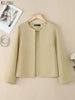 Elegant Chic Women's Lightweight Blazer Autumn O-Neck Long Sleeve Open-Front Solid Color Outerwear Office Lady S-3XL