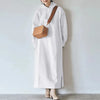 Women Loose Hooded Long Maxi Dress Spring Autumn Female Tie Collar Long Sleeve Baggy Straight Sweatshirt Dresses JYFS-2175