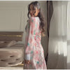 Printed Women Dress V Neck Long Sleeve Dress High Waist Chiffon Dress Single Breasted Tie Design Stylish Elegant Outfit