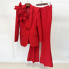 High Street Designer Runway Suit Set Women's Three Dimensional Flower Suit Jacket Trousers Pants Suit 2pcs