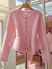Korean Pink Temperament Knit Cardigan Sweater Women Autumn Winter Casual High-Quality Knitting Sweater Jacket Femme
