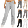 Women's Winter Sweatpants Solid Color Casual Fleece Sweatpants Outdoor Travel Camping Wide Leg Straight Pants