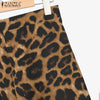 Leopard Print 2 Pieces Sets Woman Street Puff Sleeve Short Tops Wide Leg Pants 2pcs Suits Outfits OL Pant Sets