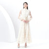 Spring Autumn European American Stand Up Collar Single Breasted Lace Dress Women Elegant Embroidery Large Swing Long Dress C205
