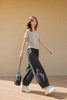 150-160cm Petite Women Pants Ankle Length Lantern Jogger Pants Elastic High Waist Wide Leg Lengthening Trousers