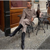 Houndstooth Blazer Set Women Lapel Collar Full Sleeve Coats Loose Long Trouser Lady Vintage Two Piece Outfit