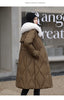 White Fur Collar Down Cotton Parkas Padded Coat Women Winter Long Over The Knee Waist Warm Thick Parkas Coat