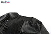 Faux Leather Jacket Women Hipster Snake Print Fall O-Neck Full Sleeve Street Wild Basic Outwear Crop Overcoat