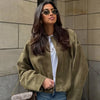 Suede Jacket Woman Green Khaki Outerwears Women's Jacket Spring Crop Oversize Long Sleeve Coats Jacket