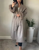 Elegant Lace Up Woolen Short Coat Solid Loose Lapel Furry Long Sleeve Belt Waist Jacket Spring Autumn Lady Chic Cardigan
