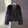 Autumn Winter V-Neck Korean Version Female Short Fur Coat Solid Color Beautiful Be All-match Ladies Outerwear