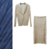 Women's Textured Pleated Blazer Set Elegant Loose Coat And Straight Skirts Lightweight Two Pieces Sets 2DB7888
