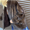Women's Oversized Coats V-neck Long Sleeve Pocket Faux Fur Jackets Winter Female Furry Solid Loose Fitting Jacket Outerwears