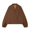 Red Short Jacket For Women Loose Fit V Collar Long Sleeve Coat Spring Autumn Female Street Outerwear