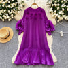 African Women's Pleated Dress Stereo Flower Loose Large Size Stretchy Temperament Long Dress Middle East Wrinkle-Free