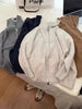 Double Zipper Turn-Down Collar Knitted Cardigan coat for women chic Thickened Loose lapel sweater jackets 26D5571