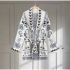 Jacquard Fringe Belted Wrap Knit Cardigan Lapel All Over Pattern Raw Fringe Autumn Winter Commute Lady Women Casual Coat