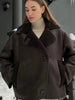 Women Thick Warm Outwear Faux Leather Jackets Autumn Winter Vintage Long Sleeve Lapel Coats Lady Streetwear Top