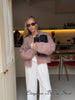 Women Round Neck Tweed Jacket Fringe Trim Long Sleeve Open Front Cropped Texture Outerwear Lady Elegant Daily Street Coat