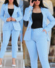 2Pcs Women's Solid Color Suit + Trousers Two-Piece Set Slim Fit Business Double Breasted Formal Female Clothes Outfit