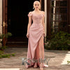 Chic Evening Dresses for Women Rhinestones One-Shoulder Trumpet Sweep Train Pleat Satin Vestido De Noche Customized