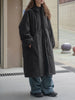 Black Big Size Long Cotton-padded Coat Long Sleeve Loose Fit Women Parkas Tide Autumn Winter 1DH2804