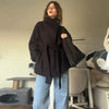 Elegant Women's Overcoat Stand Collar Full Sleeve Belt Lace Up Solid Female Overcoat Autumn Commute Lady Outwears